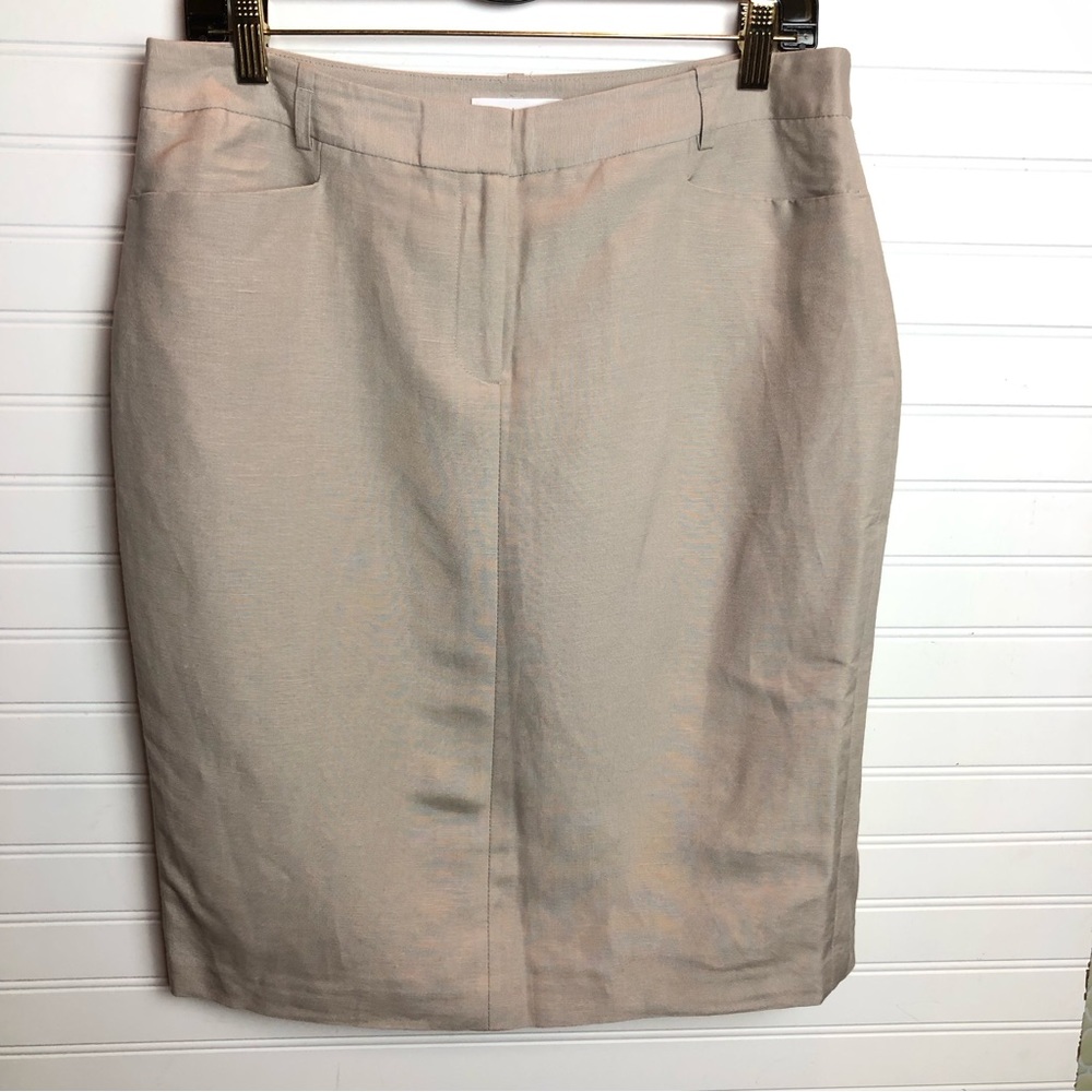 3 for $25 Calvin Klein Tan Linen Blend SkirtSz 10